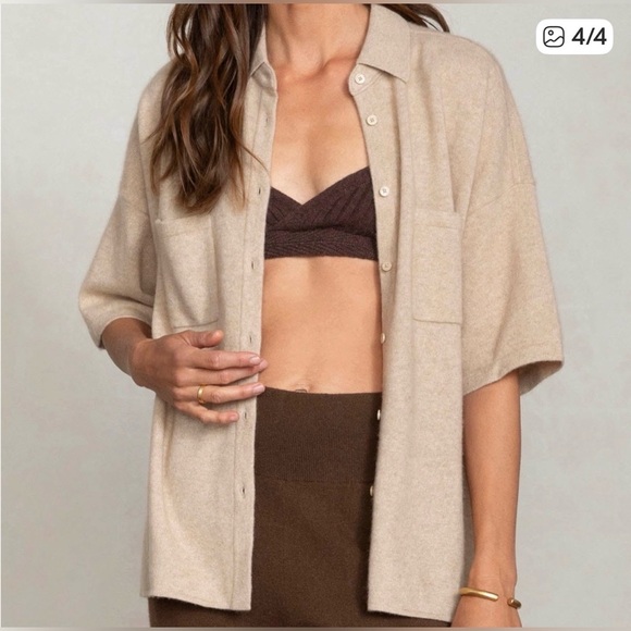 NakedCashmere Sweaters - NakedCashmere Rue Button -Up Light Dusty Rose Shirt. size S